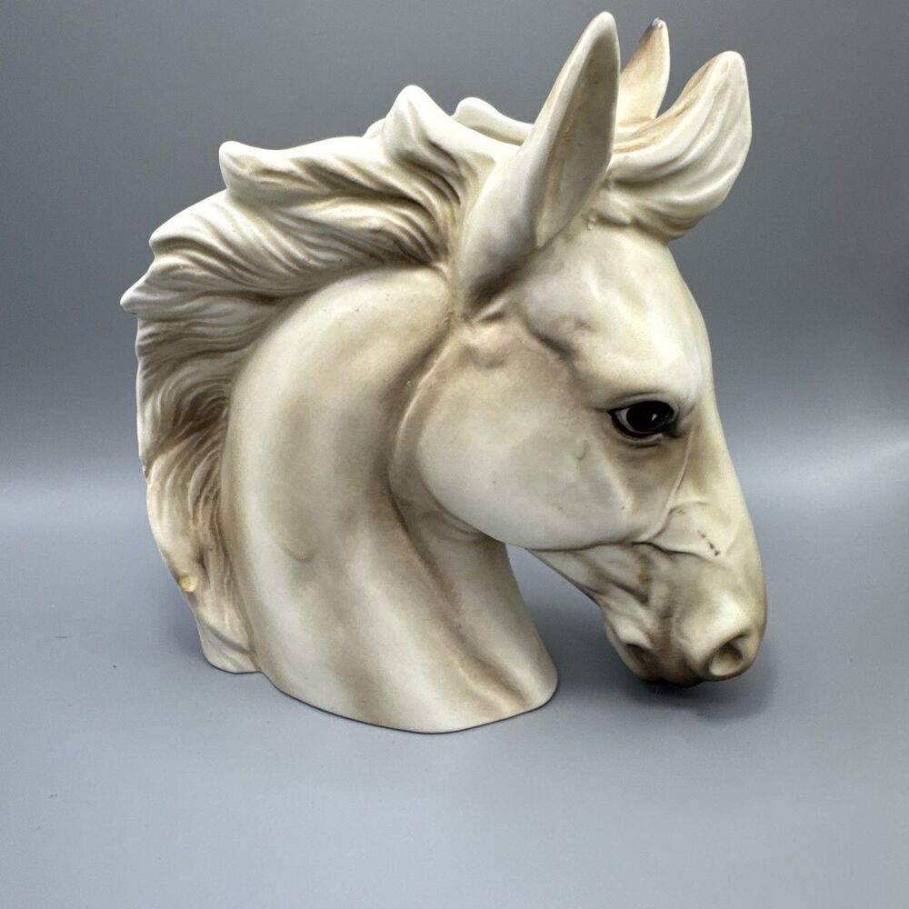 Beautiful Vintage Lefton White Horse Head Vase-H1953 6.25” Tall And Long READ